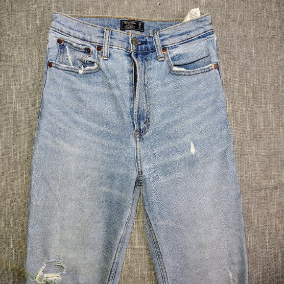 Abercrombie Fitch Jeans Womens Size 26x27 Distressed Ultra High Rise Straight - Picture 3 of 11